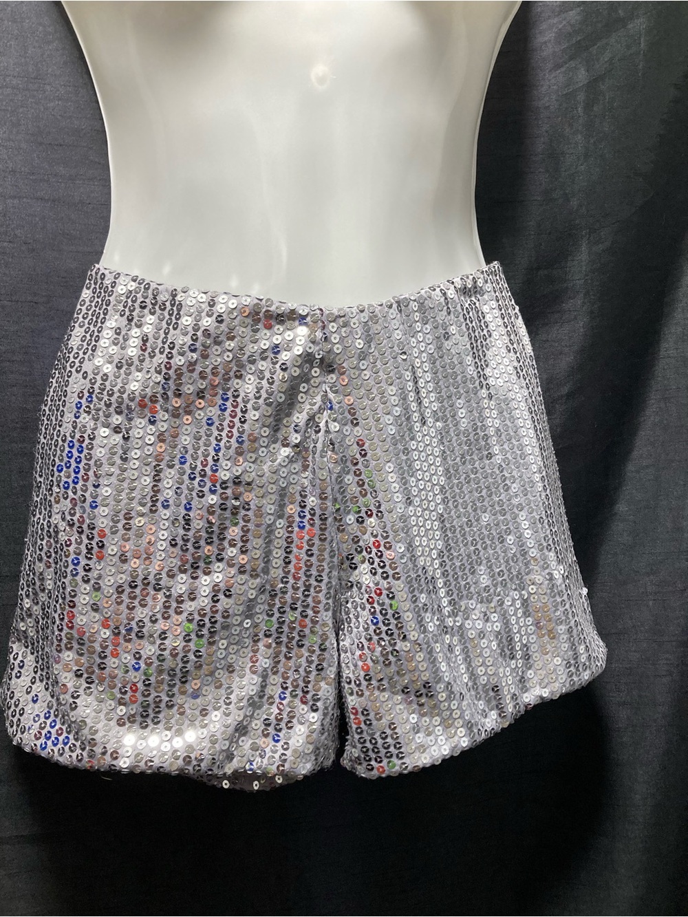 SMS Silver Sequin Party Shorts Festival Disco Rave Y2K Medium